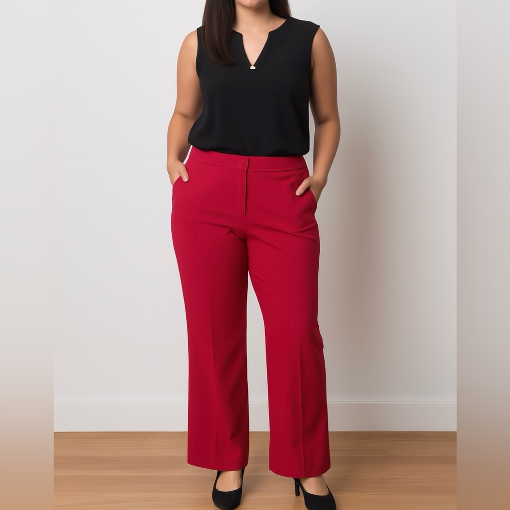 Michel Studio Red Wide Leg Pants
